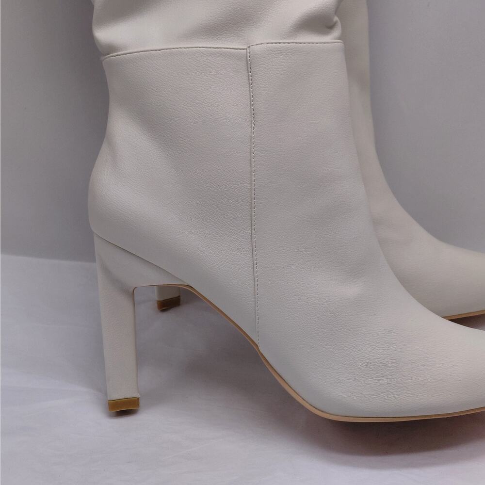 Lulus Womens Knee High Heeled Boots Size 11 Ivory Pointed Toe Coastal Cowgirl - Picture 2 of 12